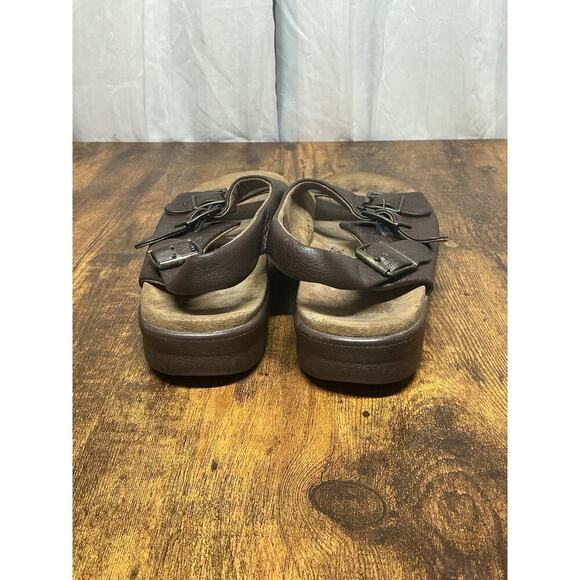 Men's SAS Bravo Heel Strap Sandal Brown Leather Buckle Size 11 - Picture 4 of 9